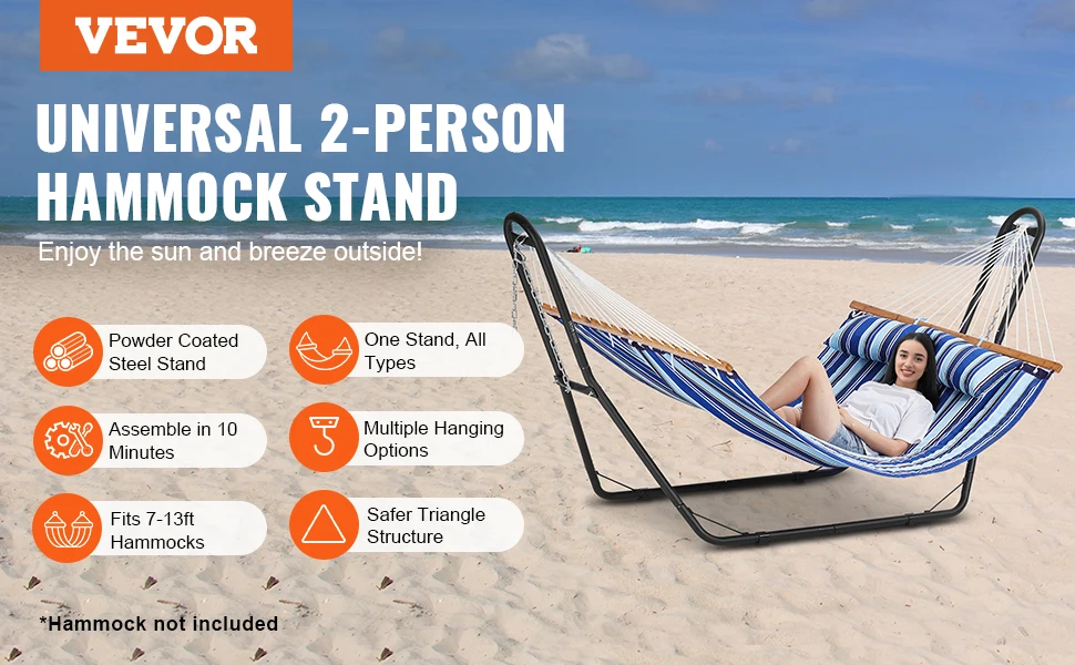 SucceBuy Universal 2 Person Hammock Stand Adjustable Heavy Duty 450 lbs Capacity Hammock Stand Fits Hammocks for Outdoor Indoor