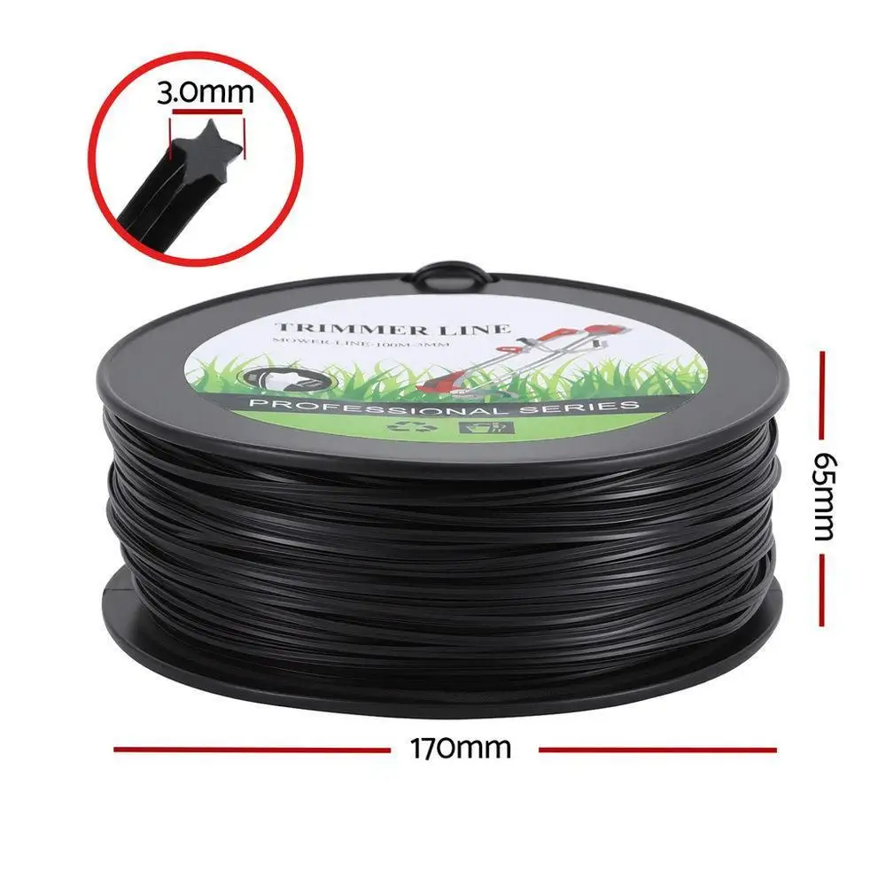 100M Black Star Nylon Trimmer Line 3.0mm Heavy Duty Weed Eater Cord
