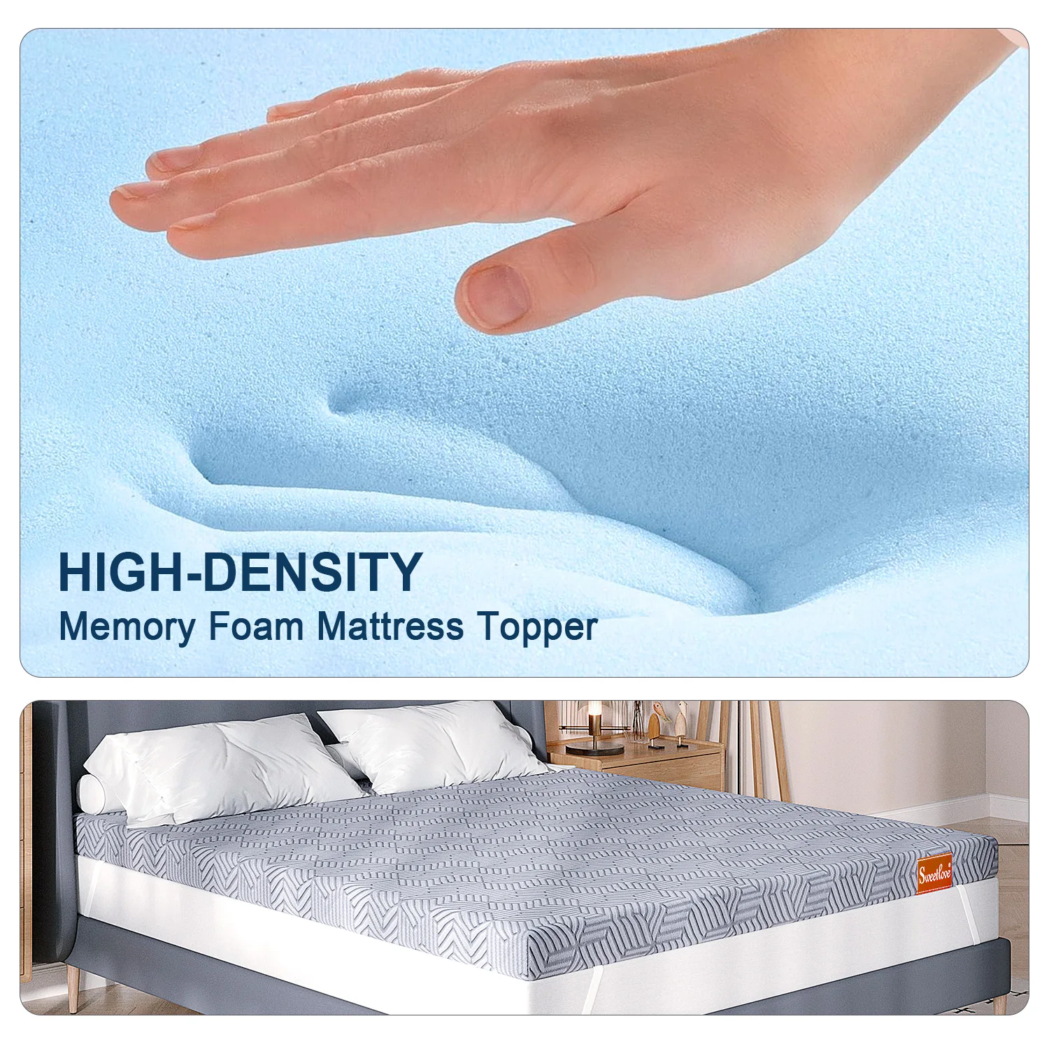 Gel Memory Foam Mattress Pad 5cm Thick Double Mattress Topper Mat for Extra Comfort
