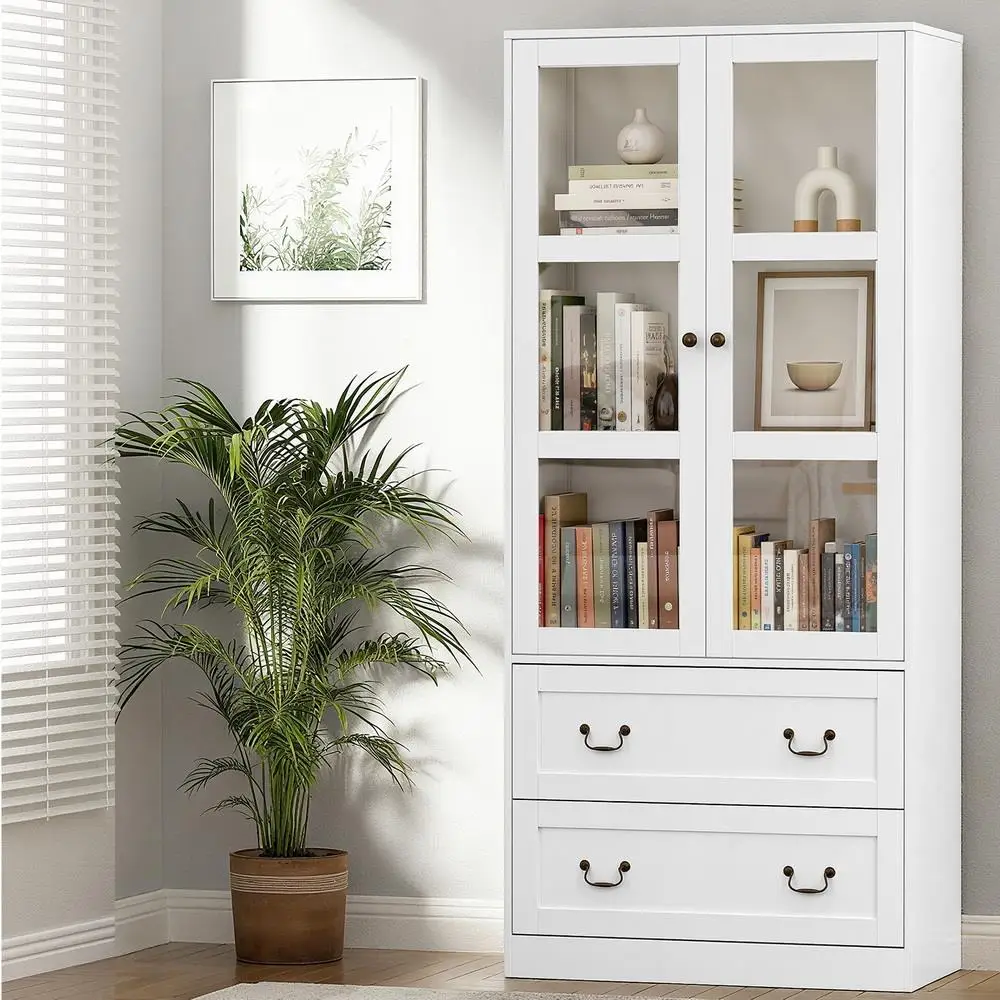 White Buffet Sideboard 180cm Hutch Storage Cabinet Kitchen Drawer Door Cupboard for Dining Room and Kitchen