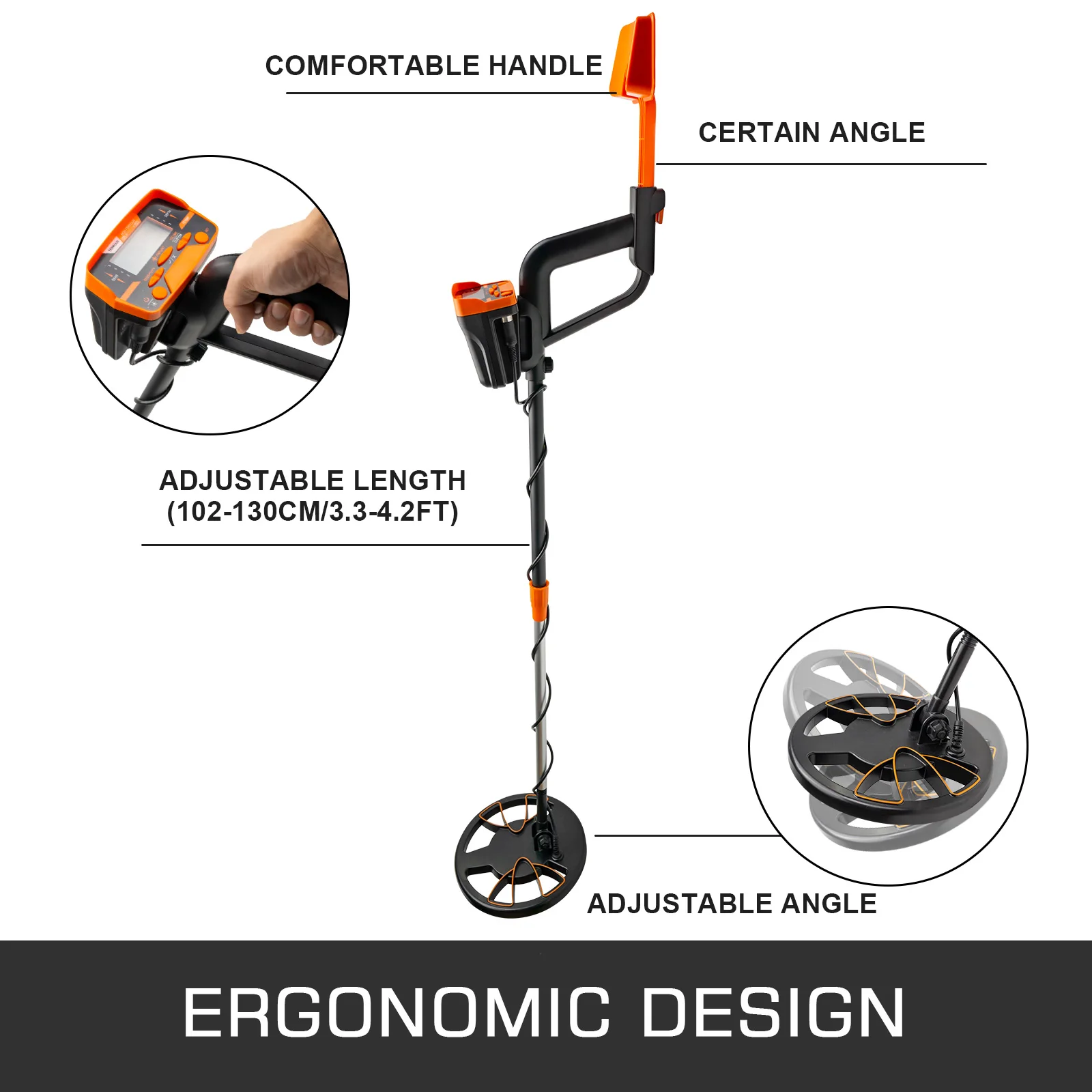 VEVOR Metal Detector Waterproof Disc Underwater Underground High Accuracy Sensitive LCD Display Humanity for Adults Children