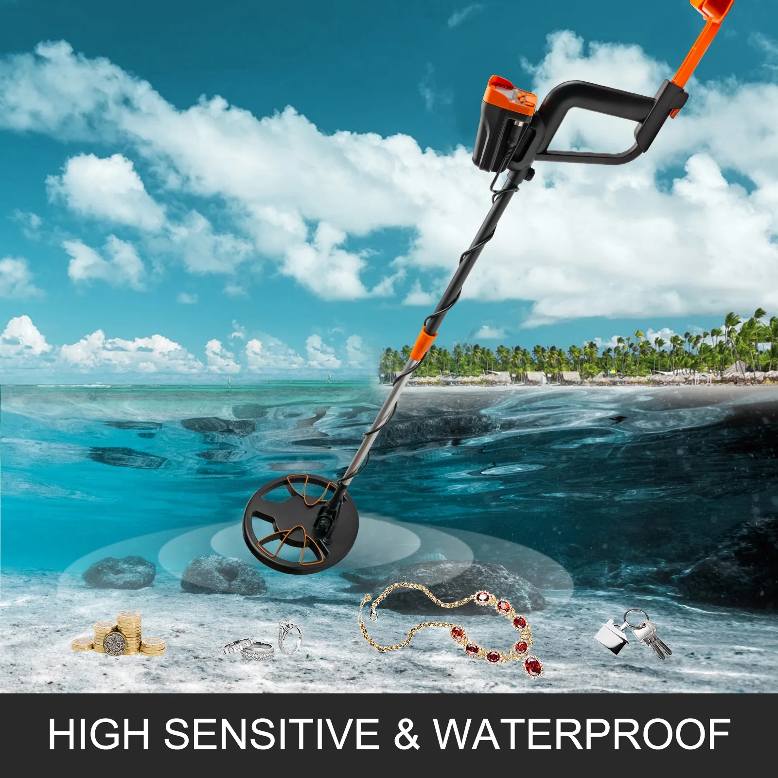 VEVOR Metal Detector Waterproof Disc Underwater Underground High Accuracy Sensitive LCD Display Humanity for Adults Children