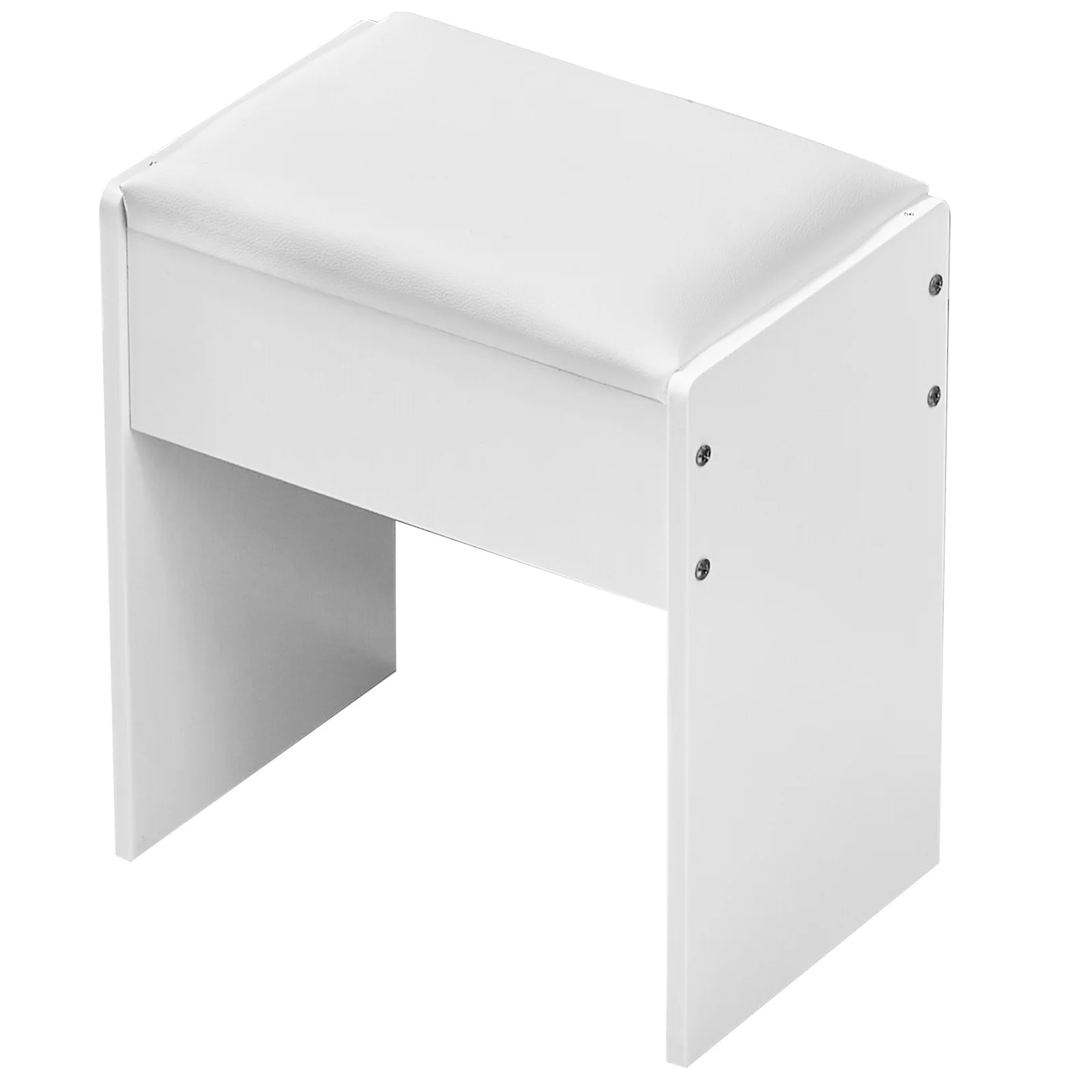 Small Vanity Stool with Cushion, White Makeup Vanity Chair for Small Spaces, Living Room, Bedroom, Bathroom, Entryway, Ottoman Foot Rest for Couch Modern Chairs
