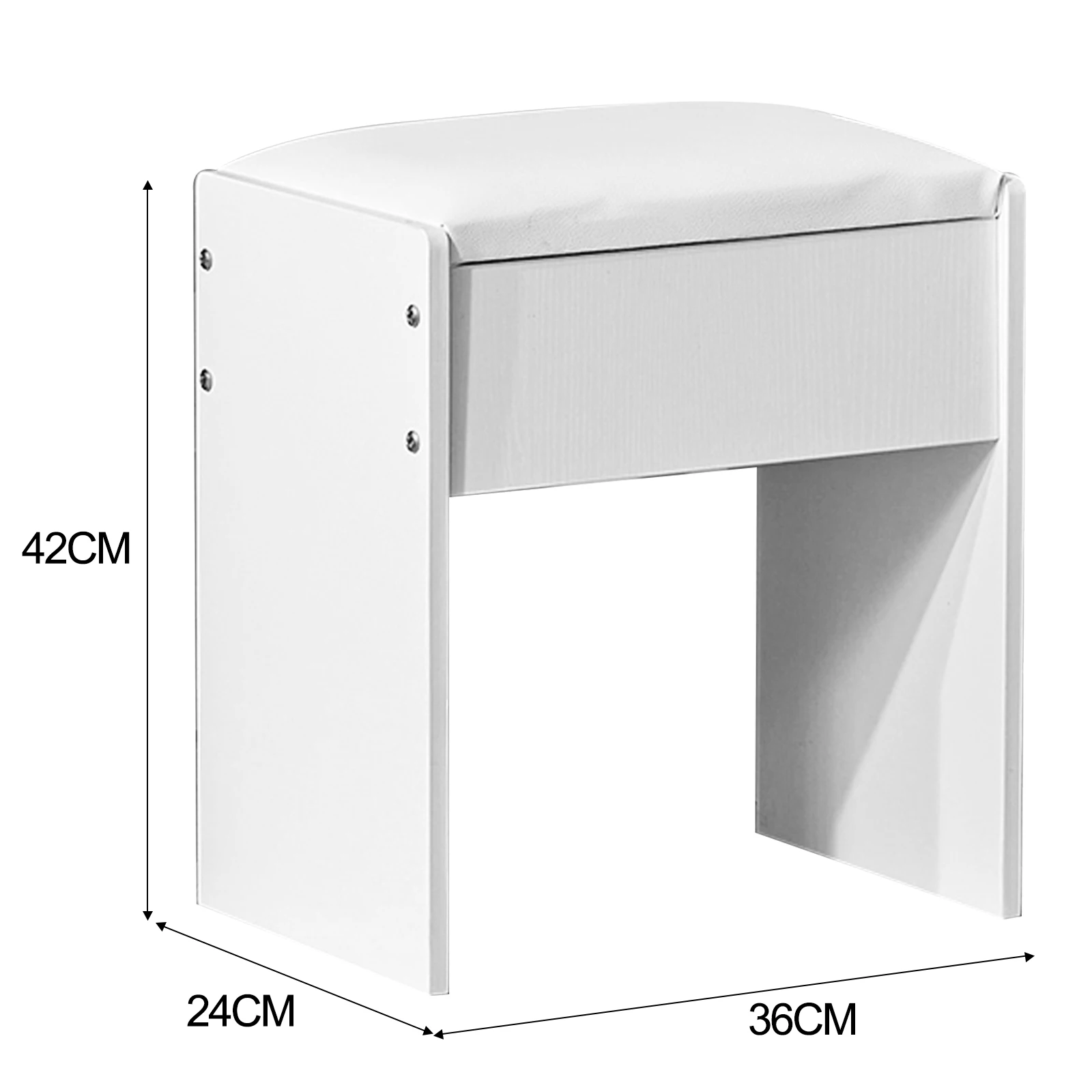 Small Vanity Stool with Cushion, White Makeup Vanity Chair for Small Spaces, Living Room, Bedroom, Bathroom, Entryway, Ottoman Foot Rest for Couch Modern Chairs