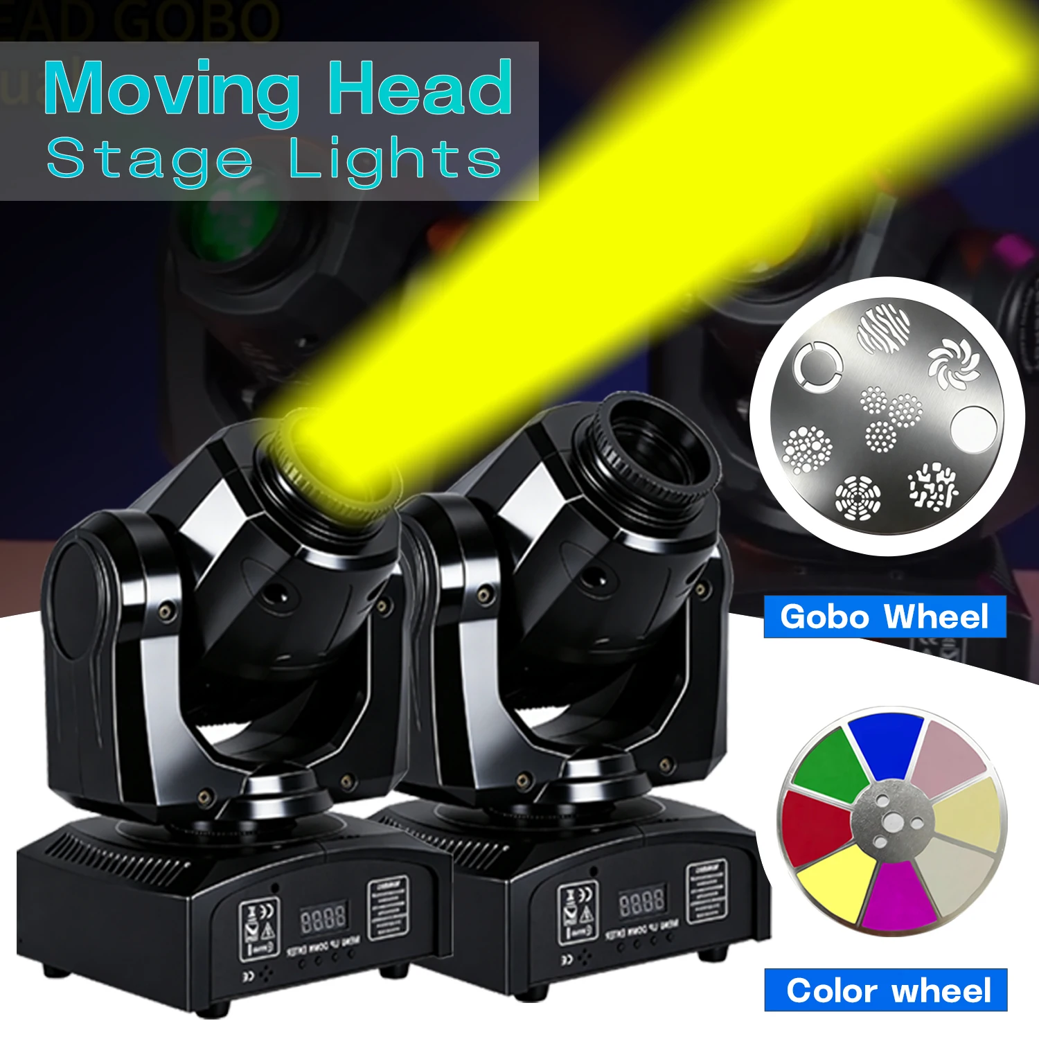 60W LED Moving Head Light with Hook, RGBW Color Mixing, 8 Modes and 8 Colors, DMX512 and Voice Control, Suitable for DJ, Disco, Club, Wedding, KTV, Bar, Stage Party Lighting - Compact Spotlight Suitable for Dance Floors, mini Pattern Projectors, Club Stag