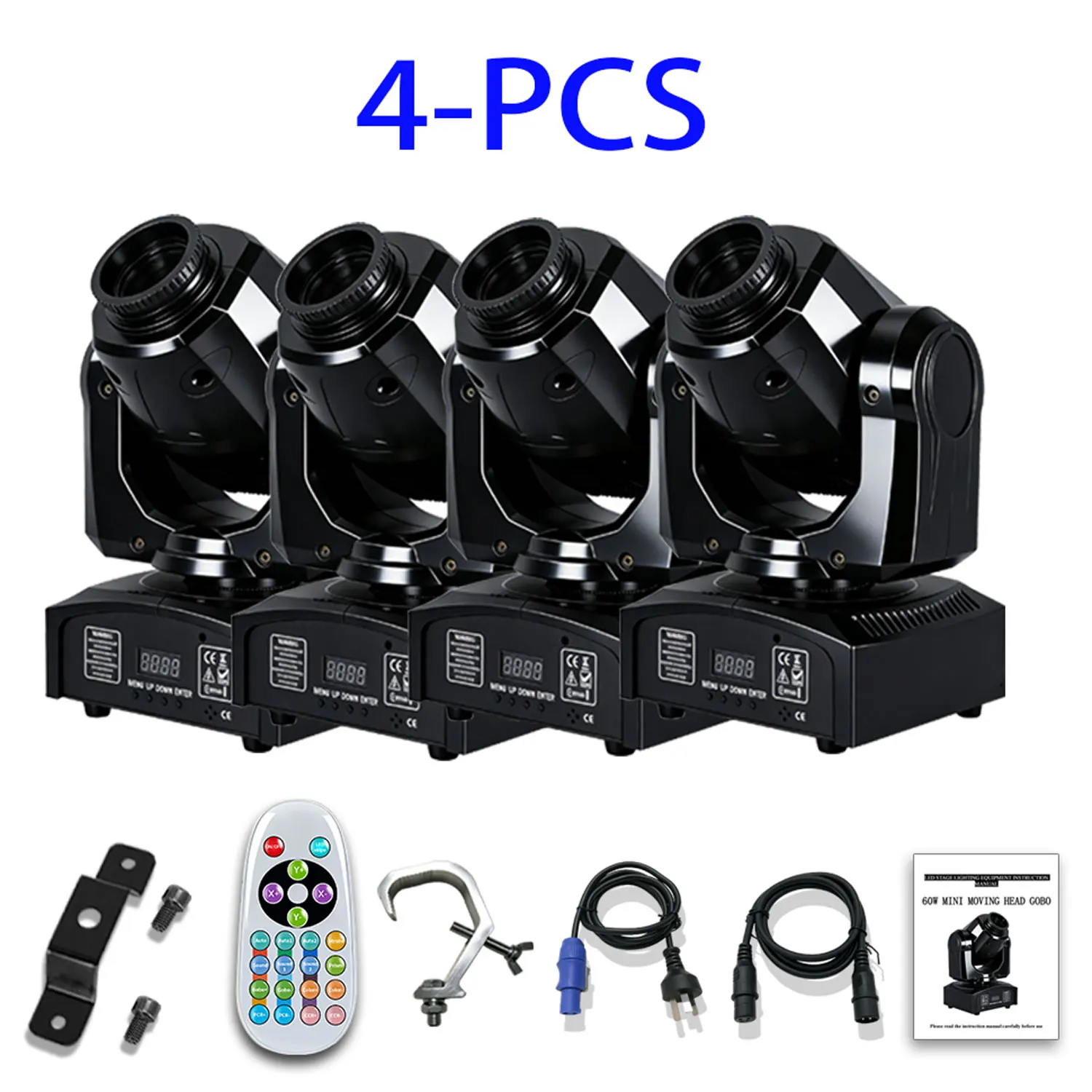 60W LED Moving Head Light with Hook, RGBW Color Mixing, 8 Modes and 8 Colors, DMX512 and Voice Control, Suitable for DJ, Disco, Club, Wedding, KTV, Bar, Stage Party Lighting - Compact Spotlight Suitable for Dance Floors, mini Pattern Projectors, Club Stag