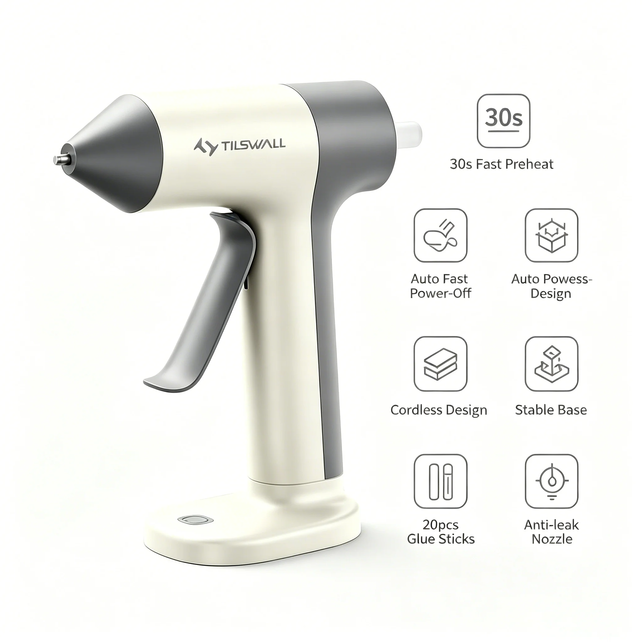 Wireless Hot Glue Gun Quick Preheating Mini Hot Glue Gun With Built-In 2000 mAh Battery 20 Premium Glue Sticks (7 X 140 mm) Mini Hot Glue Gun For Crafts DIY