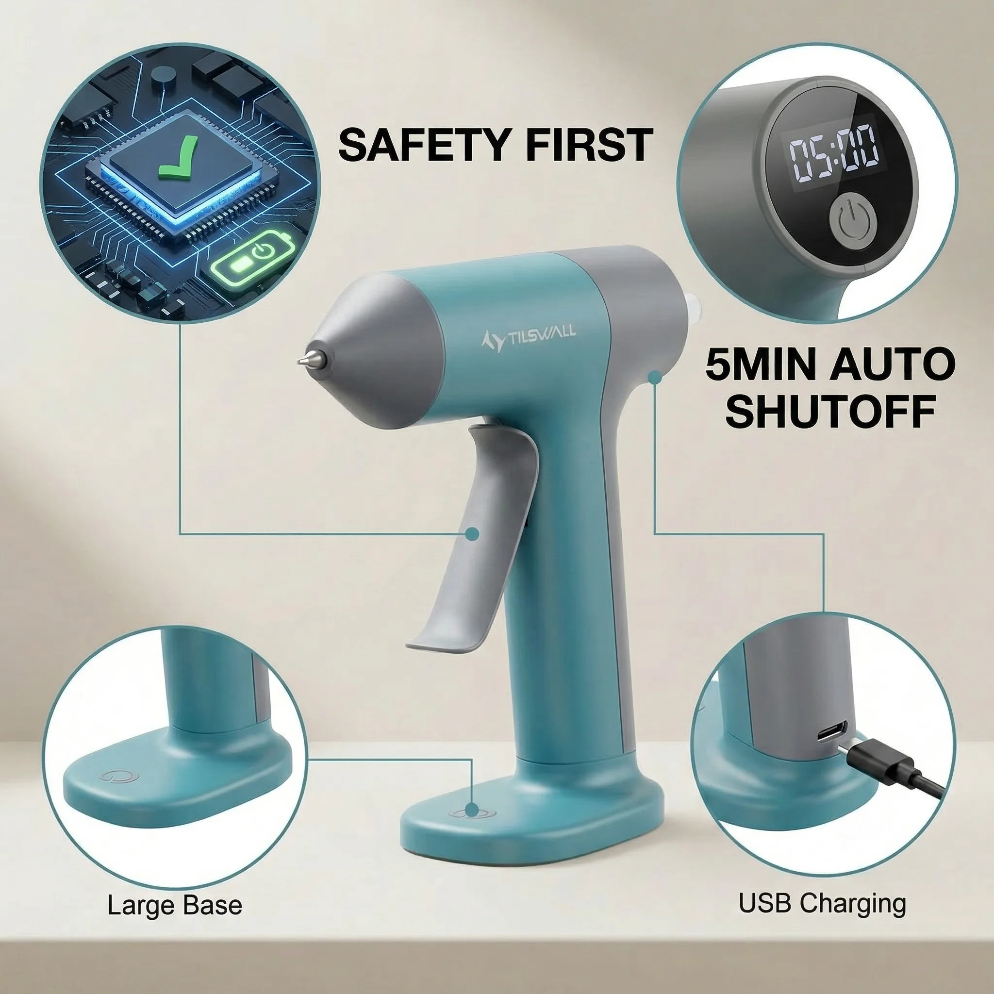 Wireless Hot Glue Gun Quick Preheating Mini Hot Glue Gun With Built-In 2000 mAh Battery 20 Premium Glue Sticks (7 X 140 mm) Mini Hot Glue Gun For Crafts DIY