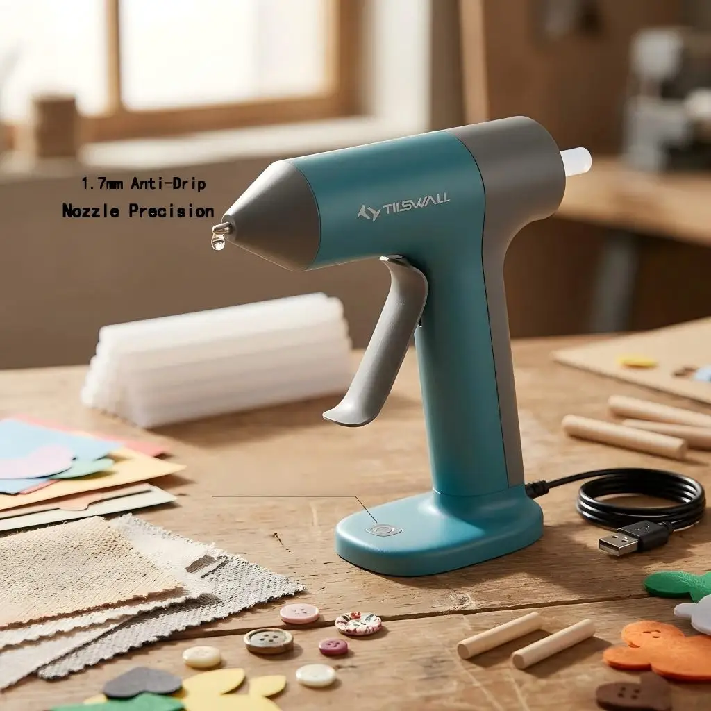 Wireless Hot Glue Gun Quick Preheating Mini Hot Glue Gun With Built-In 2000 mAh Battery 20 Premium Glue Sticks (7 X 140 mm) Mini Hot Glue Gun For Crafts DIY