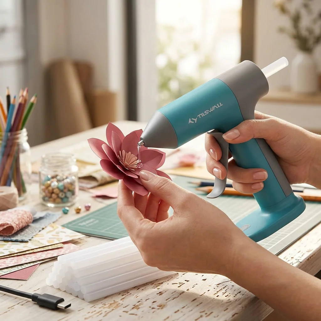 Wireless Hot Glue Gun Quick Preheating Mini Hot Glue Gun With Built-In 2000 mAh Battery 20 Premium Glue Sticks (7 X 140 mm) Mini Hot Glue Gun For Crafts DIY
