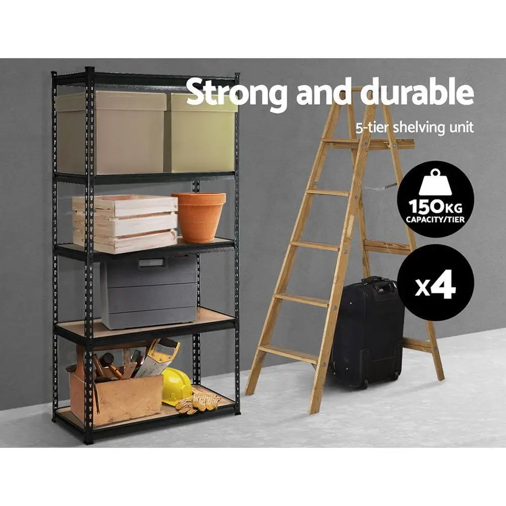Heavy Duty Garage Shelving 4x1.5M Warehouse Rack Pallet Storage Shelf Black Metal Storage Unit