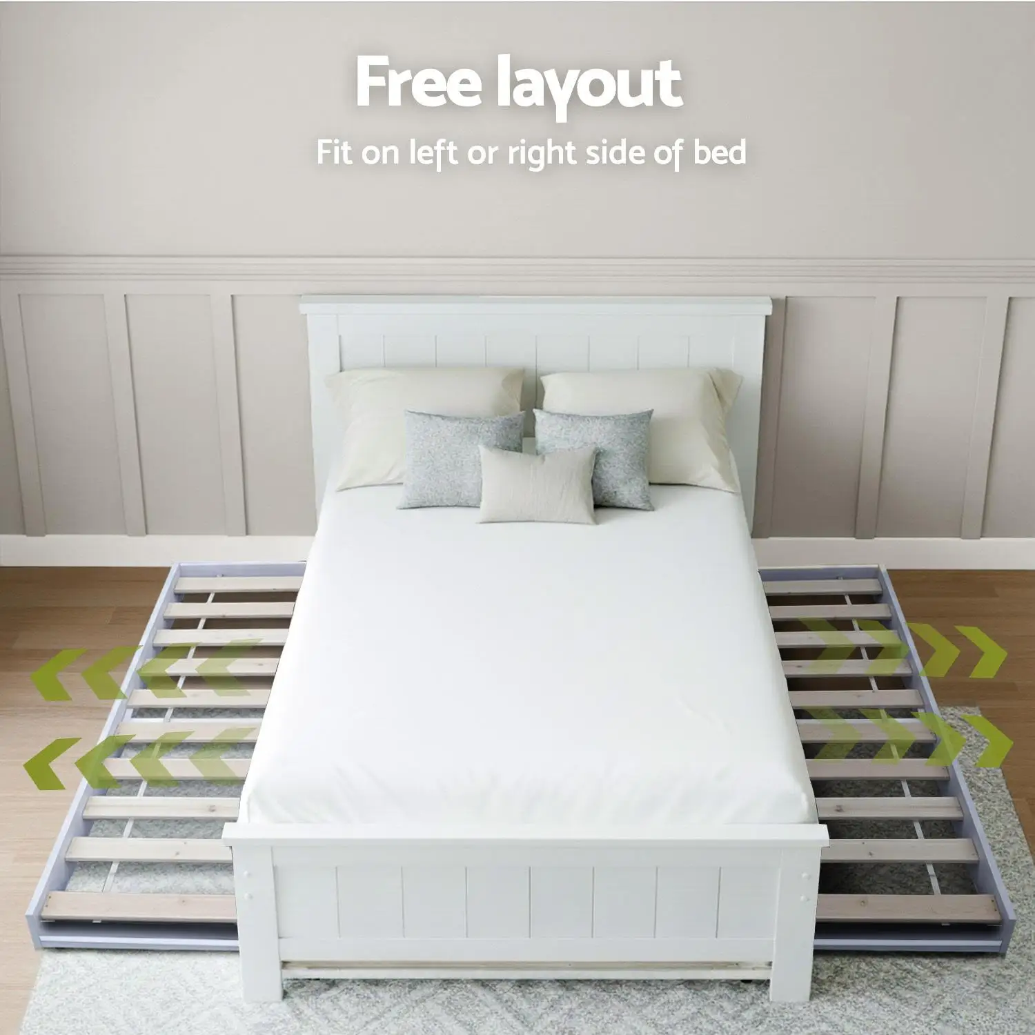 King Single Bed Frame with Integrated Bookshelf Wooden Platform Storage Bed for Bedroom Furniture Modern Space Saving Design