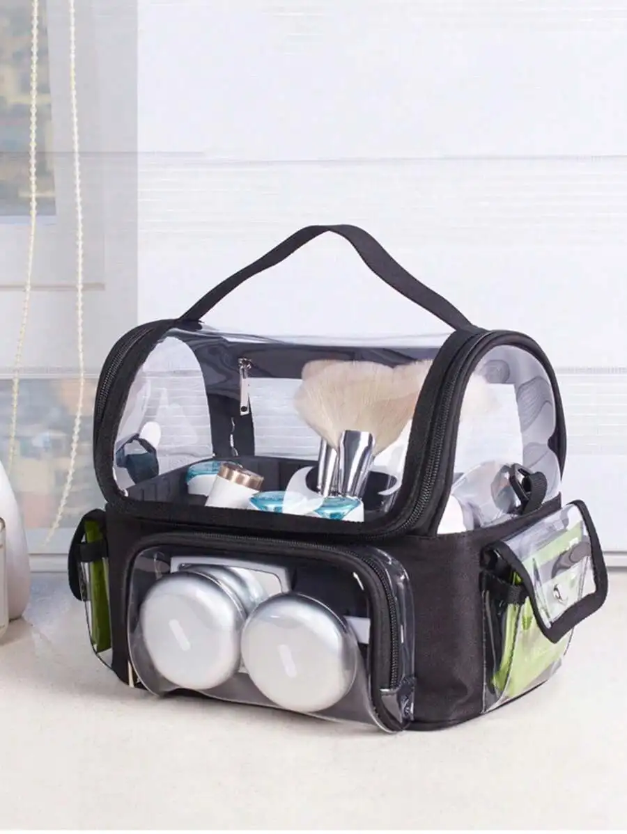 Large Capacity Transparent Makeup Bag, Clear Cosmetic Pouch With Handles, Travel Toiletry Organizer Case For Skincare Nail
