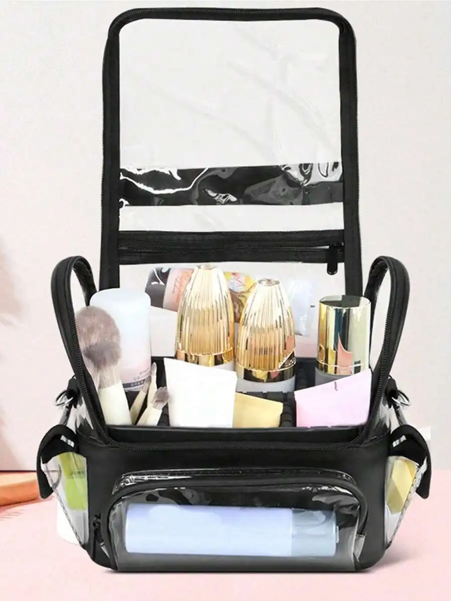 Large Capacity Transparent Makeup Bag, Clear Cosmetic Pouch With Handles, Travel Toiletry Organizer Case For Skincare Nail
