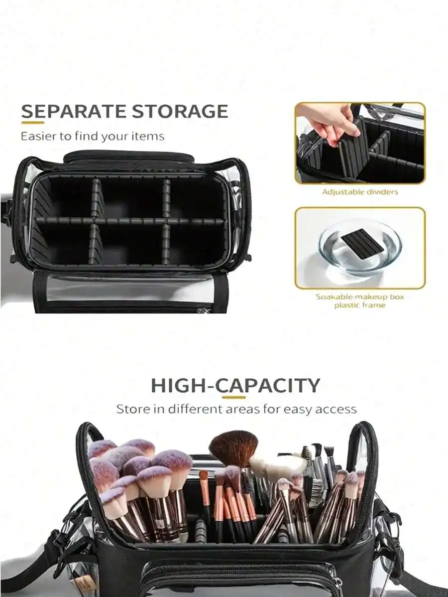 Large Capacity Transparent Makeup Bag, Clear Cosmetic Pouch With Handles, Travel Toiletry Organizer Case For Skincare Nail