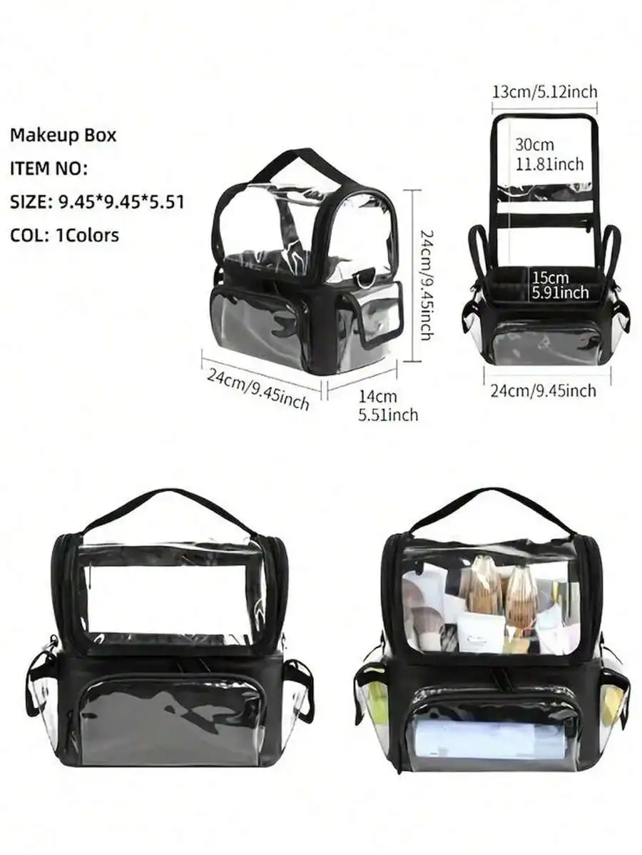 Large Capacity Transparent Makeup Bag, Clear Cosmetic Pouch With Handles, Travel Toiletry Organizer Case For Skincare Nail