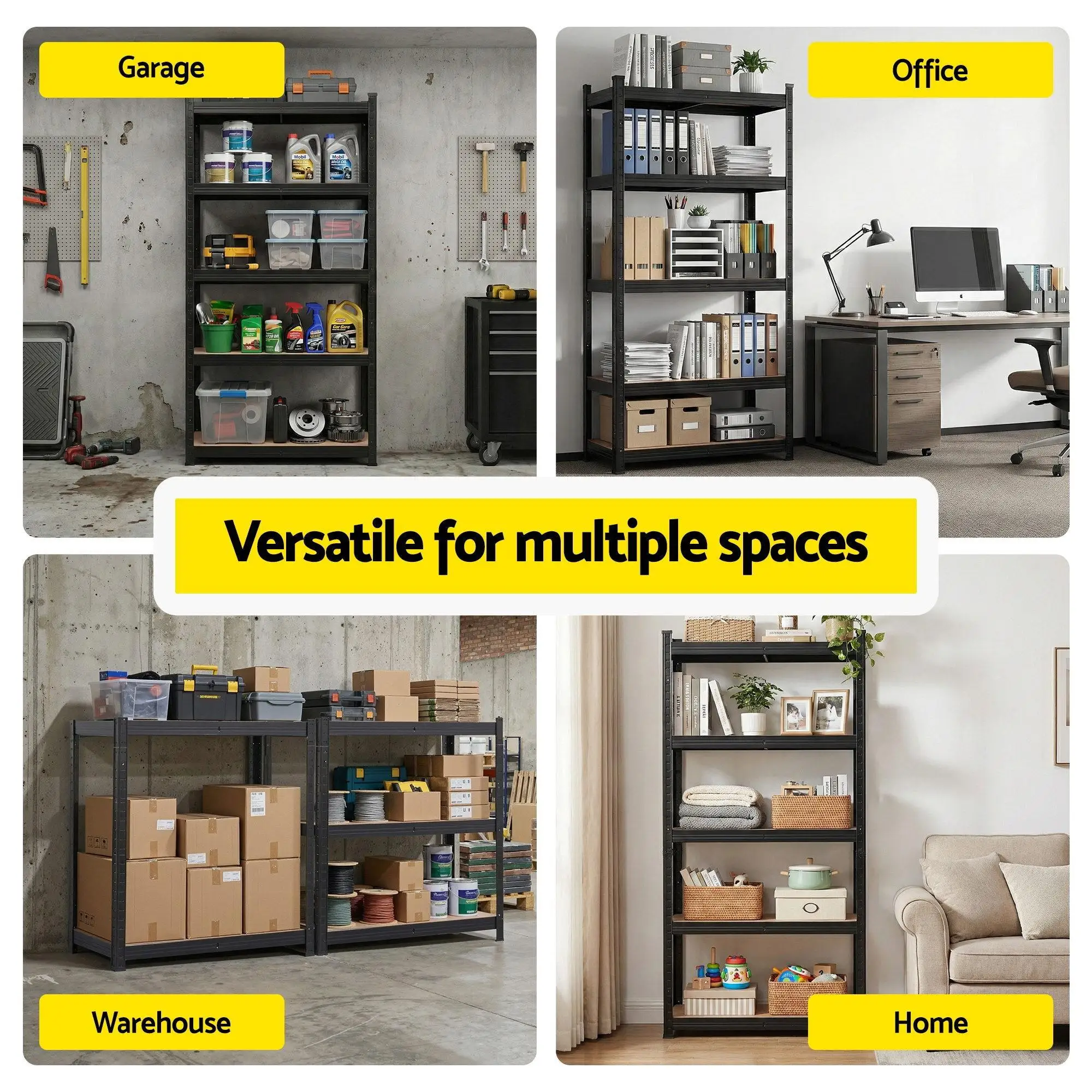Garage Shelving 1.6X0.8m Warehouse Storage Rack Heavy Duty Black Pallet Racking Shelf Organizer