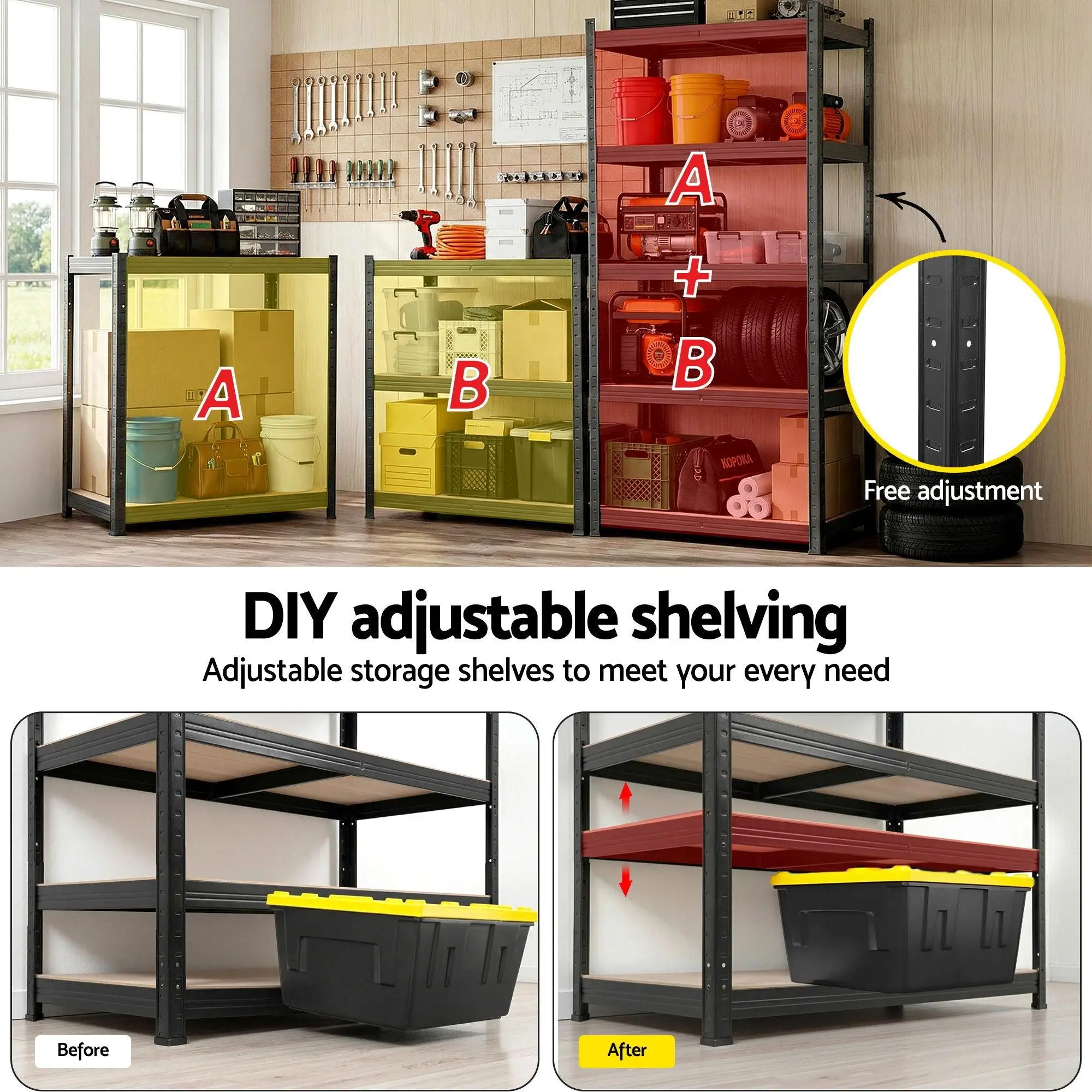 Garage Shelving 1.6X0.8m Warehouse Storage Rack Heavy Duty Black Pallet Racking Shelf Organizer