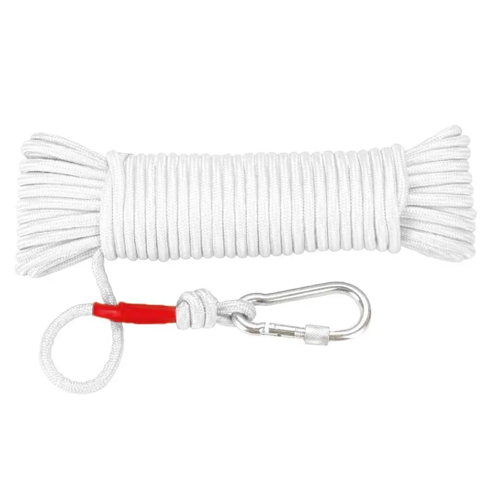 8mm Emergency Escape Rope Climbing Buckle Magnet Fishing Rope Nylon Rescue Safety Rope 20m Length For Outdoor Sports Camping