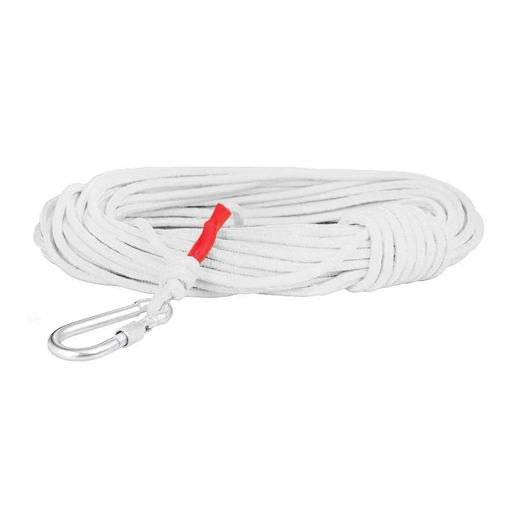 8mm Emergency Escape Rope Climbing Buckle Magnet Fishing Rope Nylon Rescue Safety Rope 20m Length For Outdoor Sports Camping
