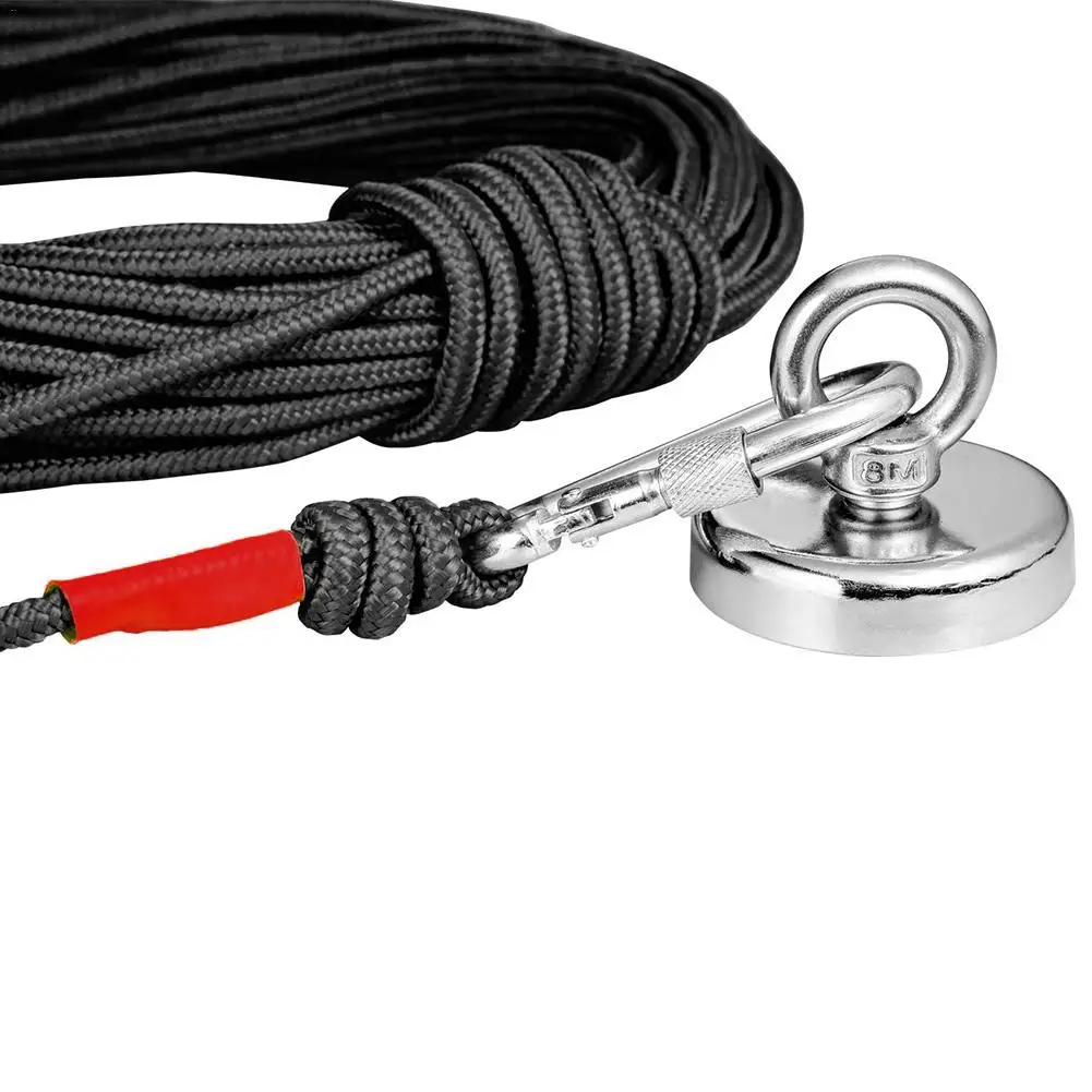 8mm Emergency Escape Rope Climbing Buckle Magnet Fishing Rope Nylon Rescue Safety Rope 20m Length For Outdoor Sports Camping