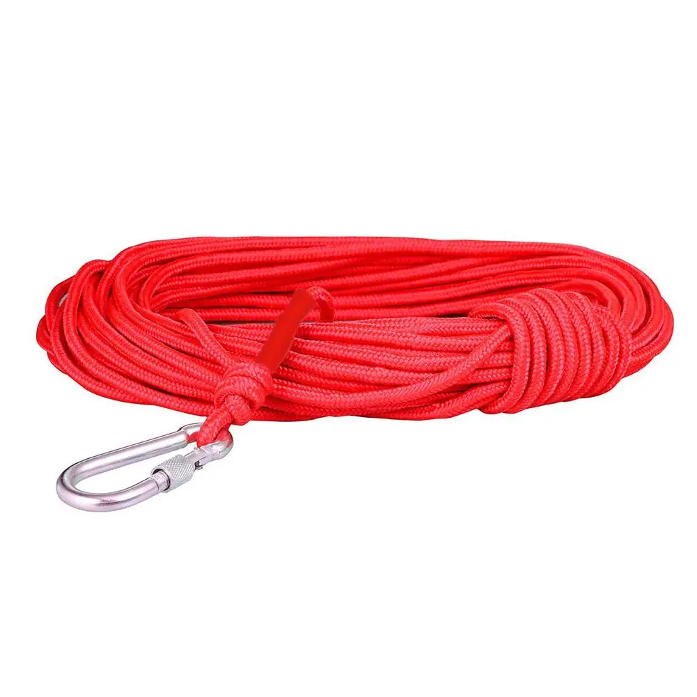 8mm Emergency Escape Rope Climbing Buckle Magnet Fishing Rope Nylon Rescue Safety Rope 20m Length For Outdoor Sports Camping