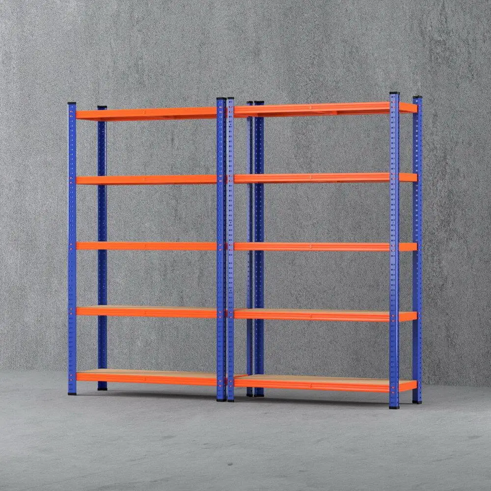 2 x 1.8M Garage Shelving Warehouse Storage Rack Heavy Duty Metal Boltless Adjustable Industrial Organizer Shelves