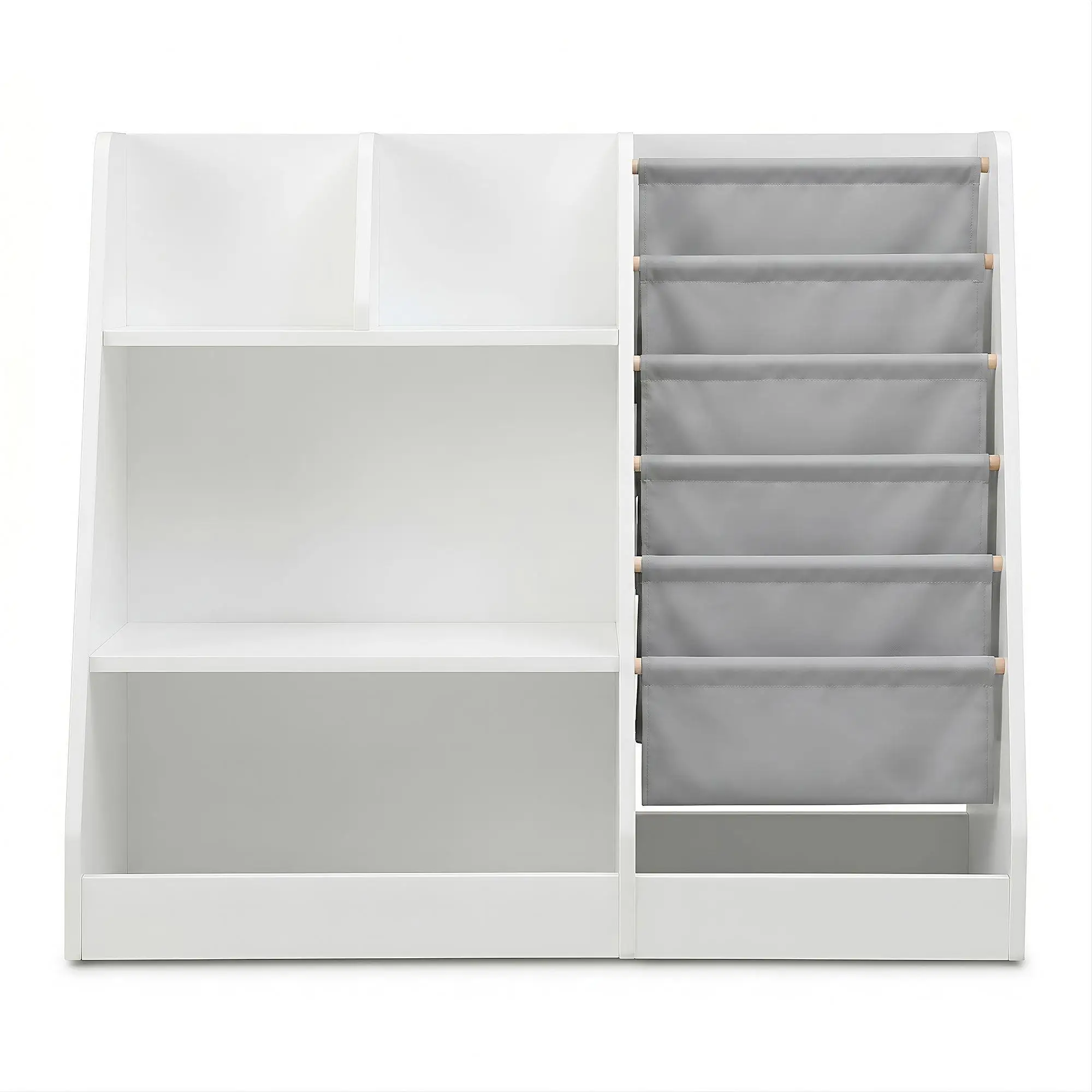 Kids Wooden Bookshelf Toddler Toy Storage Rack Display Organizer Shelf Large Capacity Bookcase for Bedroom Playroom Nursery