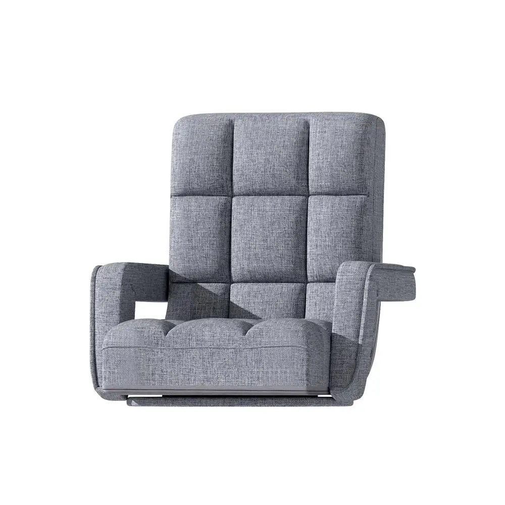 Grey Floor Chair Lounge Swivel Sofa Adjustable Low Seating Cushion Chair for Living Room Bedroom Reading Relaxing Upholstered Floor Seat
