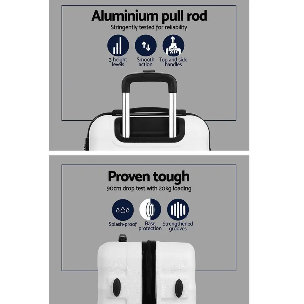 2 Set 20 28 Inch Luggage Set with TSA Lock Spinner Wheels Travel Suitcase Hard Shell Carry On Lightweight Durable White Luggage Case