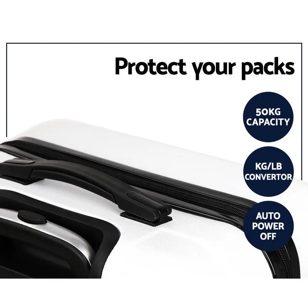 2 Set 20 28 Inch Luggage Set with TSA Lock Spinner Wheels Travel Suitcase Hard Shell Carry On Lightweight Durable White Luggage Case