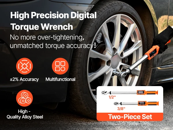 SucceBuy Digital Torque Wrench Set High Accuracy Electronic Torque with Preset Value Buzzer and LED Notification for Automotive