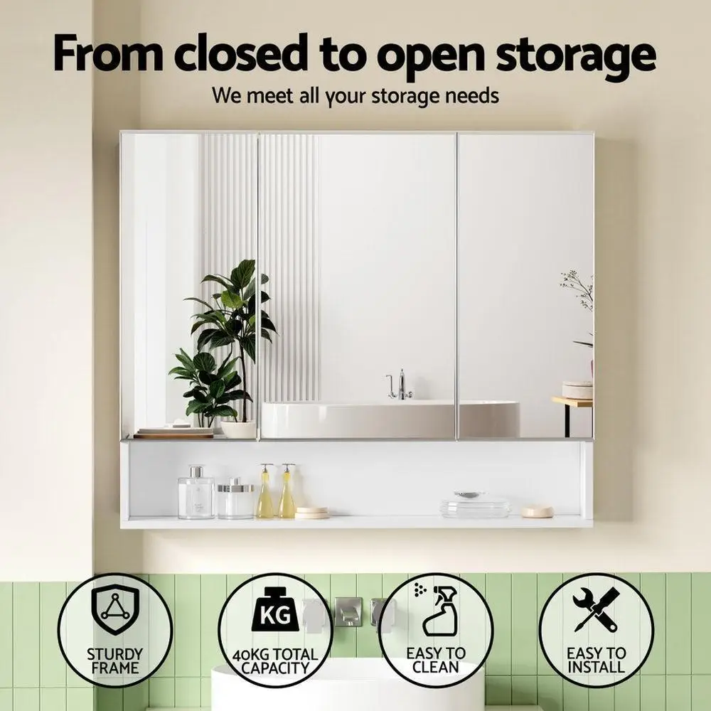 Bathroom Mirror Cabinet Wall Mounted Medicine Storage Cabinet Adjustable Shelves White 900x750mm