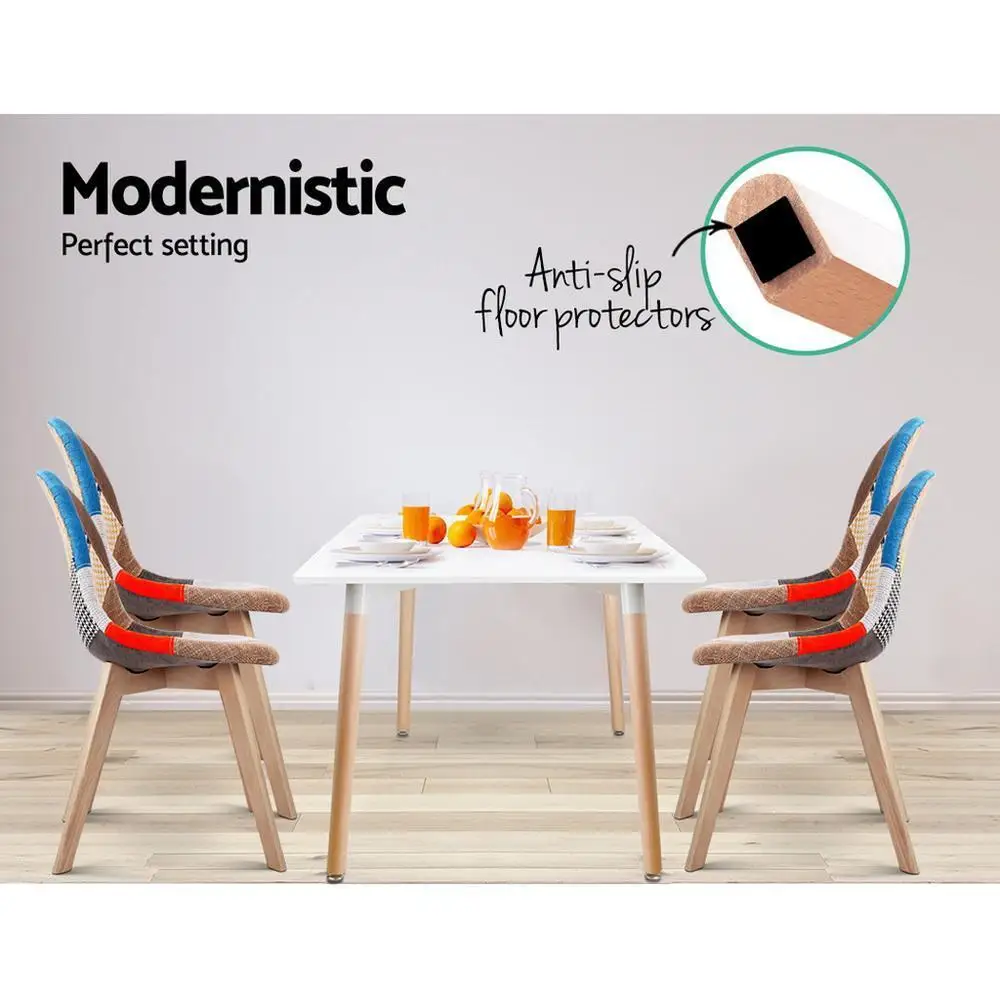 Dining Chairs Set of 2 Fabric Retro Style Shell Side Chairs with Wooden Legs for Dining Room Kitchen Living Room