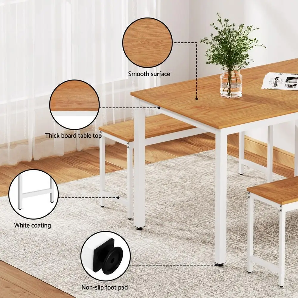 3 Piece Metal Dining Table and Chairs Set for Kitchen and Dining Room Furniture Set