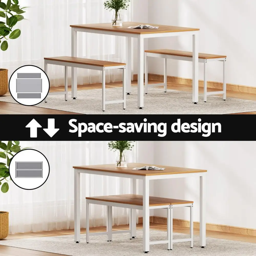 3 Piece Metal Dining Table and Chairs Set for Kitchen and Dining Room Furniture Set