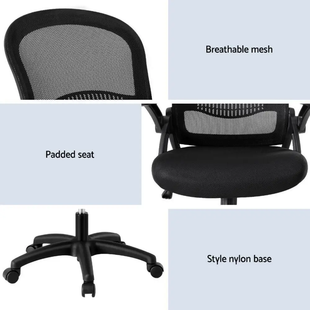 Ergonomic Mesh Office Chair Mid Back Computer Desk Chair for Home Study Gaming Comfort Adjustable Swivel Seat Breathable Support