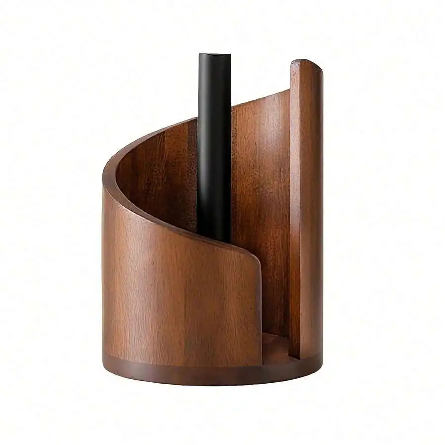 1 PC Portable Wooden Roll Paper Storage Rack Desktop Toilet Paper Holder Storage Organizer Box Natural Color Home And Office