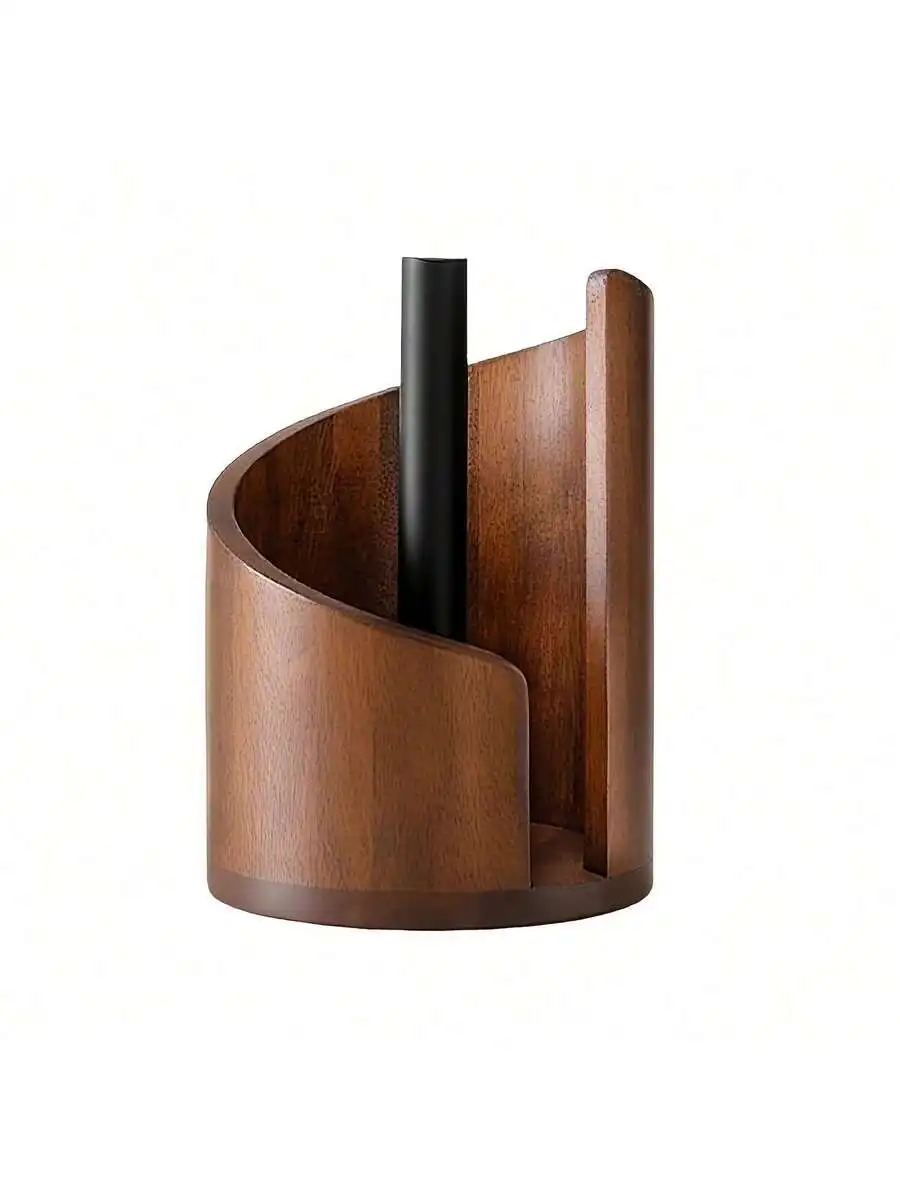 1 PC Portable Wooden Roll Paper Storage Rack Desktop Toilet Paper Holder Storage Organizer Box Natural Color Home And Office