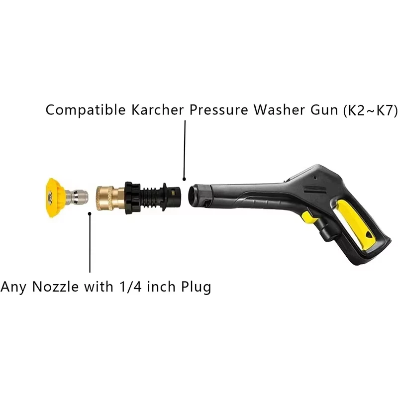 New KARCHER High-Pressure Washer Adapter 1/4" Quick Connect Compatible with K2-K7, Stable, Leak-Proof & Durable