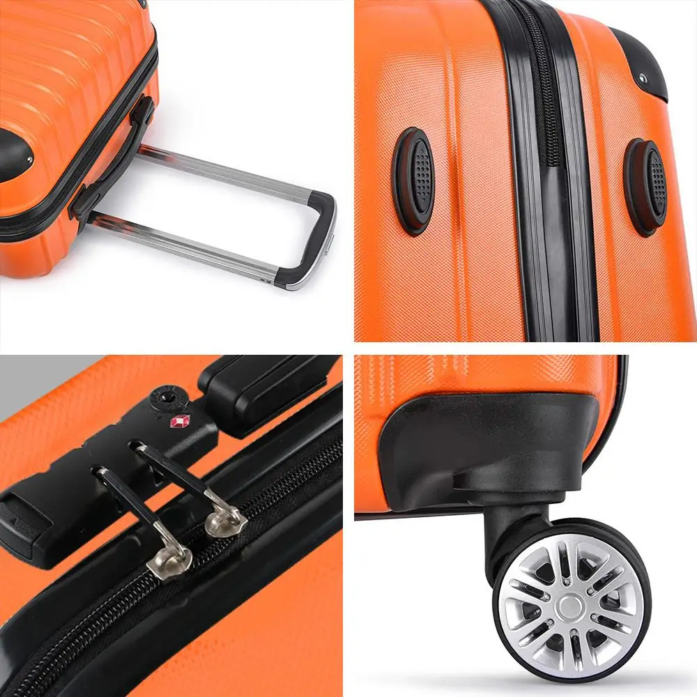 3 Piece Hard Shell Spinner Luggage Set with TSA Lock Orange Carry On Suitcases 20 24 28 Inch