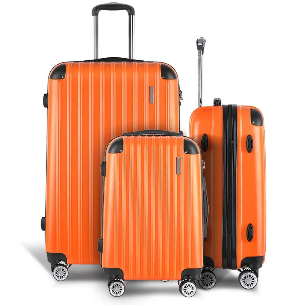 3 Piece Hard Shell Spinner Luggage Set with TSA Lock Orange Carry On Suitcases 20 24 28 Inch