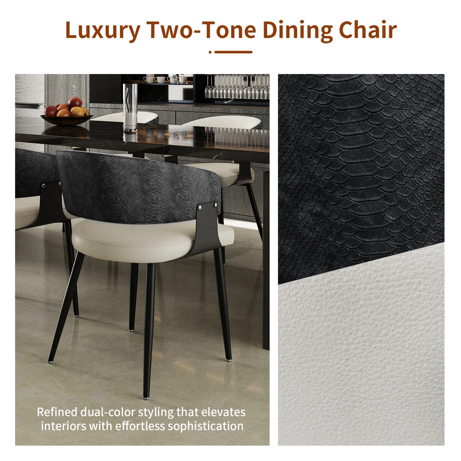 Upholstered Dining Chairs Microfiber Leather Dining Room Chairs Cushioned Back Wide Seat Padded Kitchen Restaurant Chairs