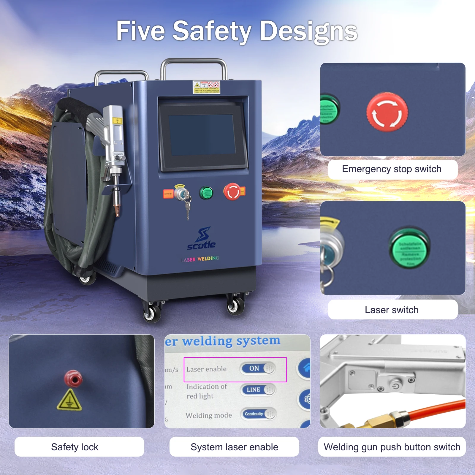 Air Cooling 4 in1 Laser Welder Welding Cleaning Cutting Machine 2000W SUP28F for Carbon Steel Alloy Laser Welding Machine