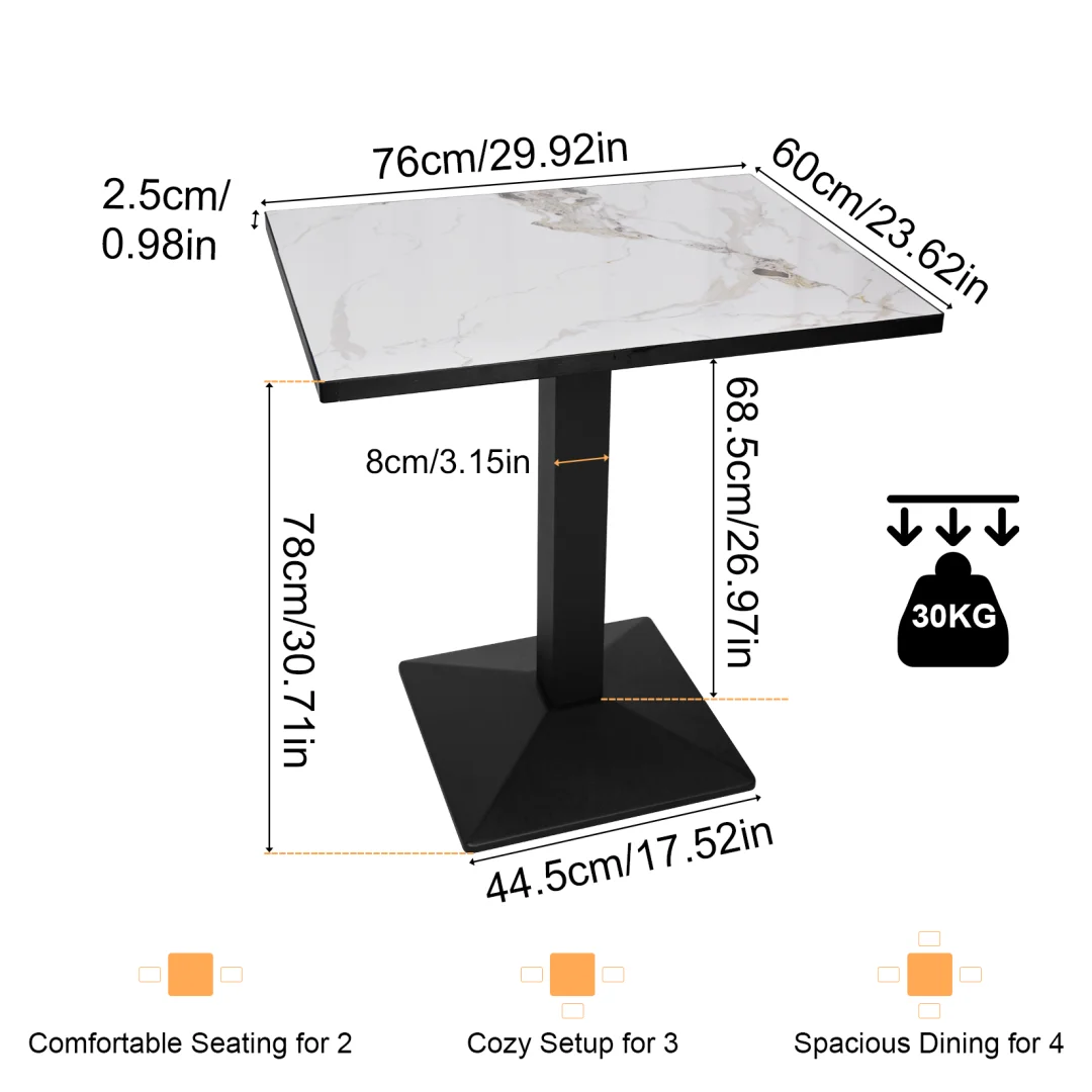 Rectangular Dining Table Bistro Tulip Design with Larger Pedestal Base for 2-4 People for Kitchen Living Room Bistro Restaurant
