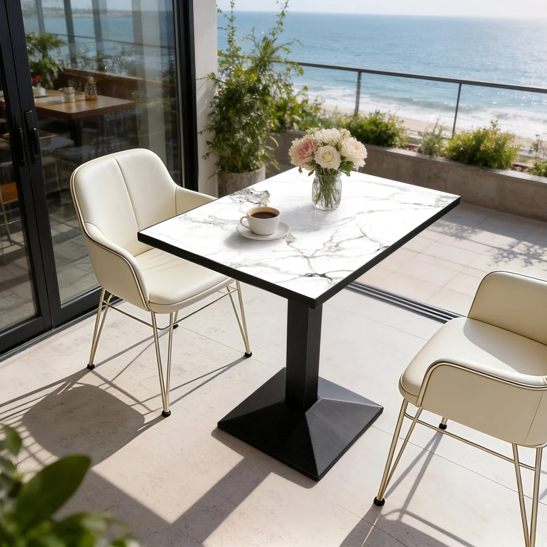 Rectangular Dining Table Bistro Tulip Design with Larger Pedestal Base for 2-4 People for Kitchen Living Room Bistro Restaurant