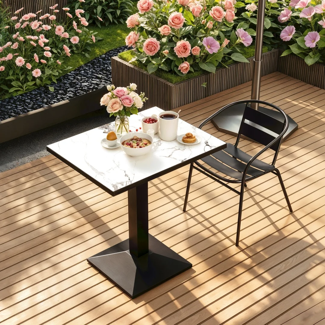 Rectangular Dining Table Bistro Tulip Design with Larger Pedestal Base for 2-4 People for Kitchen Living Room Bistro Restaurant