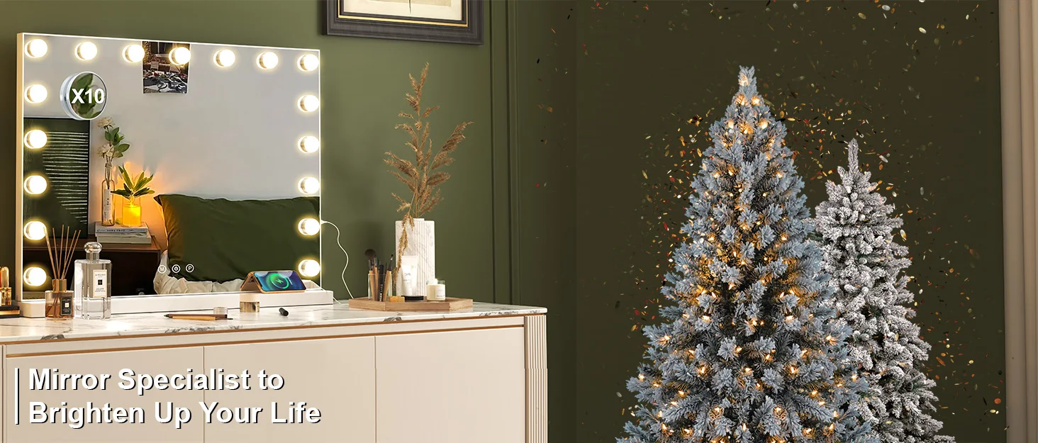 Teousev Hollywood Makeup Mirror Large Vanity Light Mirror with Dimmable 17 LED Bulb USB Charing Port Vanity Makeup Mirror