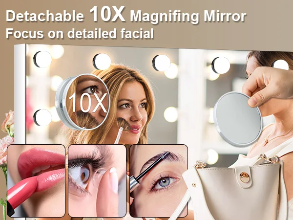 Teousev Hollywood Makeup Mirror Large Vanity Light Mirror with Dimmable 17 LED Bulb USB Charing Port Vanity Makeup Mirror