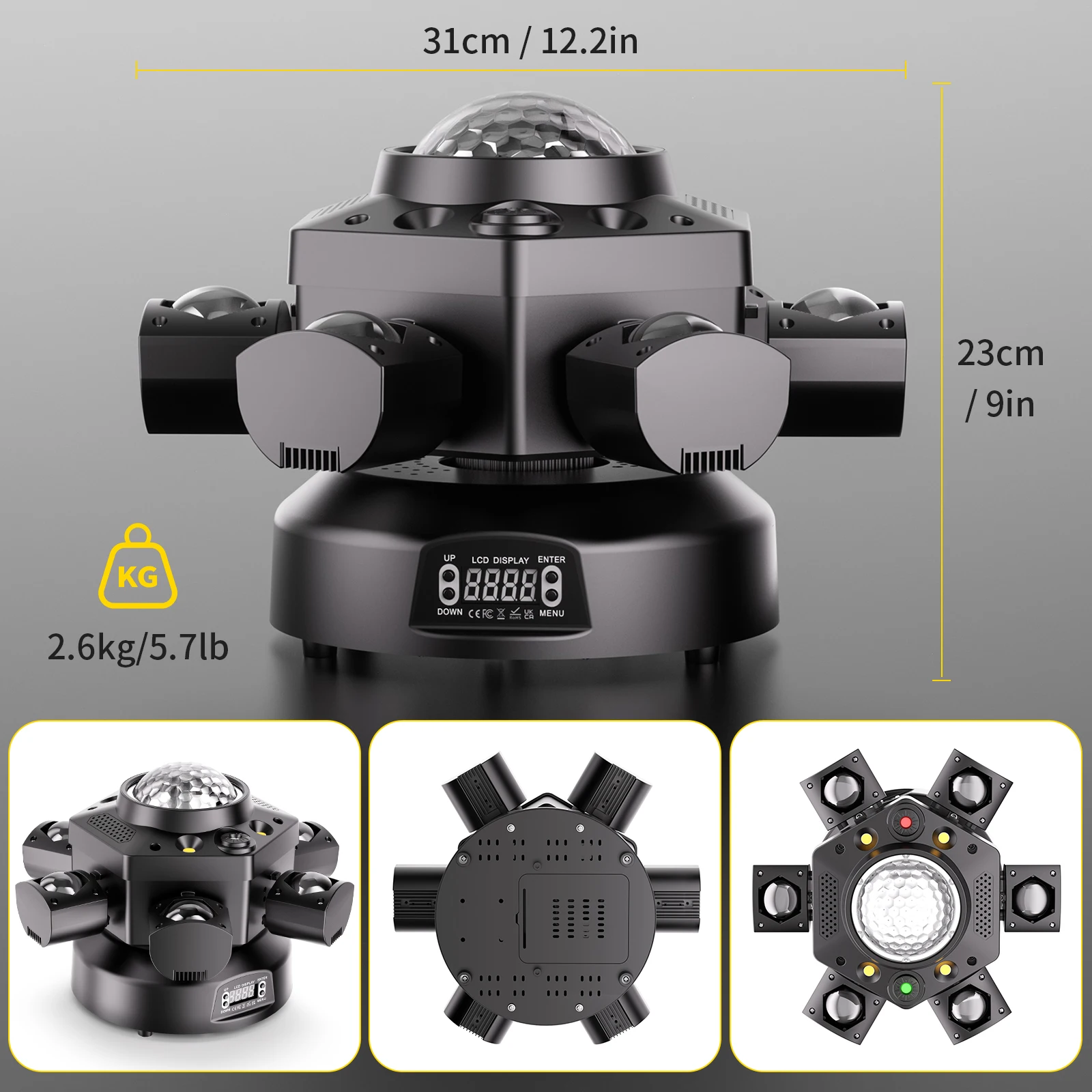 DayFlicker 180W Six-armed Stage light with RGBW 4-IN-1 Lighting Effect and Starry Effect Controlled DMX512 For DJ Party Concert